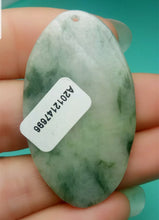 Load image into Gallery viewer, 10% OFF- Certified Natural Floral Green Jadeite Emerald A*Jade HandCarved Lucky Safe &amp; Sound平安无事牌平Pendant A7696