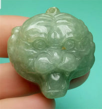 Load image into Gallery viewer, 10% OFF- Certified Natural Jadeite Emerald A*Jade HandCarved Lucky Tiger Head Pendant A7355