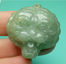 Load image into Gallery viewer, 10% OFF- Certified Natural Jadeite Emerald A*Jade HandCarved Lucky Tiger Head Pendant A7355
