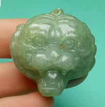 Load image into Gallery viewer, 10% OFF- Certified Natural Jadeite Emerald A*Jade HandCarved Lucky Tiger Head Pendant A7355