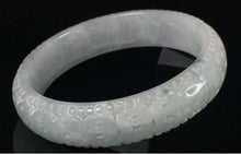 Load image into Gallery viewer, 55/56/57mm Certified Natural Lavender Jadeite Emerald A*Jade Handcarved Lucky Coins Bangle A164