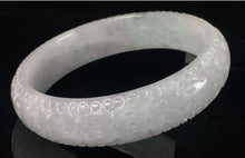 Load image into Gallery viewer, 55/56/57mm Certified Natural Lavender Jadeite Emerald A*Jade Handcarved Lucky Coins Bangle A164