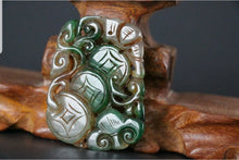 Load image into Gallery viewer, 10% OFF- Certified Natural Green Jadeite Emerald Jade Handcarved Lucky Coin Money Pendant《Grade A》NO.C888