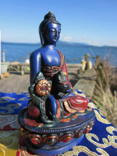 Load image into Gallery viewer, 4.5''H- Chinese Natural Antique Exquisite Blue-Color Handcarved Sculpture Healing Medicine Blessing Buddha Statue