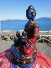 Load image into Gallery viewer, 4.5''H- Chinese Natural Antique Exquisite Blue-Color Handcarved Sculpture Healing Medicine Blessing Buddha Statue