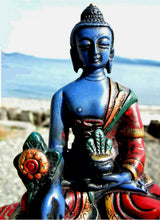 Load image into Gallery viewer, 4.5''H- Chinese Natural Antique Exquisite Blue-Color Handcarved Sculpture Healing Medicine Blessing Buddha Statue