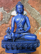 Load image into Gallery viewer, 5.5''H- Chinese Natural Antique Exquisite Blue Handcarved Sculpture Blessing Healing Medicine Blessing Buddha Statue