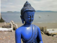 Load image into Gallery viewer, 5.5''H- Chinese Natural Antique Exquisite Blue Handcarved Sculpture Blessing Healing Medicine Blessing Buddha Statue