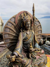 Load image into Gallery viewer, 6.5''H- Chinese Natural Antique Exquisite Color Handcrafted Sculpture Buddhist Padmasambhava Guru Rinpoche Statue