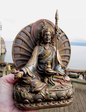 Load image into Gallery viewer, 6.5''H- Chinese Natural Antique Exquisite Color Handcrafted Sculpture Buddhist Padmasambhava Guru Rinpoche Statue