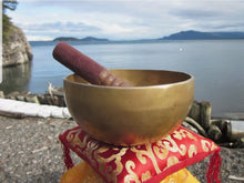Load image into Gallery viewer, Great Sound! Complete 3 PC Set of Chinese Natural Antique Exquisite Handcrafted 5.25" Hand Hammered Buddhist Singing