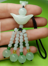 Load image into Gallery viewer, 10% OFF- Certified Natural Jadeite Emerald A*Jade HandCarved Lucky Safe Car Rearview Mirror Pendant Lucky Hanging Ornament Decor A8575