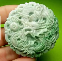 Load image into Gallery viewer, 10% OFF- Certified Natural Jadeite Emerald A*Jade HandCarved Lucky Dragon Coin Pendant A6017