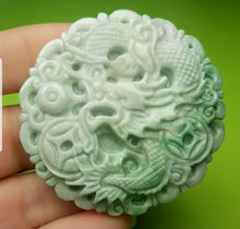 Load image into Gallery viewer, 10% OFF- Certified Natural Jadeite Emerald A*Jade HandCarved Lucky Dragon Coin Pendant A6017