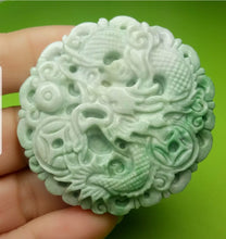 Load image into Gallery viewer, 10% OFF- Certified Natural Jadeite Emerald A*Jade HandCarved Lucky Dragon Coin Pendant A6017