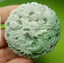 Load image into Gallery viewer, 10% OFF- Certified Natural Jadeite Emerald A*Jade HandCarved Lucky Dragon Coin Pendant A6017