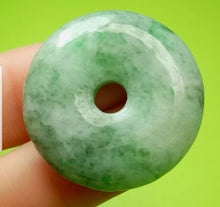 Load image into Gallery viewer, 10% OFF- Certified Natural Jadeite Emerald A*Jade HandCarved Lucky Safety Donut Pendant A4854