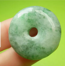 Load image into Gallery viewer, 10% OFF- Certified Natural Jadeite Emerald A*Jade HandCarved Lucky Safety Donut Pendant A4854