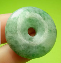 Load image into Gallery viewer, 10% OFF- Certified Natural Jadeite Emerald A*Jade HandCarved Lucky Safety Donut Pendant A4854