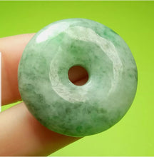 Load image into Gallery viewer, 10% OFF- Certified Natural Jadeite Emerald A*Jade HandCarved Lucky Safety Donut Pendant A4854