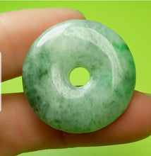 Load image into Gallery viewer, 10% OFF- Certified Natural Jadeite Emerald A*Jade HandCarved Lucky Safety Donut Pendant A4854