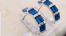 Load image into Gallery viewer, 10% OFF- Vintage Natural Blue Emerald A*Jade Handcrafted A Pair of Lucky Huggie Stud Earrings Stamped 925 Sterling Silver