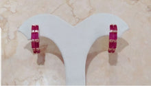 Load image into Gallery viewer, 10% OFF- Vintage Natural Lavender Red Emerald A*Jade Handcrafted A Pair of Lucky Huggie Stud Earrings Stamped 925 Sterling Silver