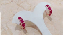 Load image into Gallery viewer, 10% OFF- Vintage Natural Lavender Red Emerald A*Jade Handcrafted A Pair of Lucky Huggie Stud Earrings Stamped 925 Sterling Silver