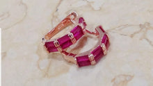 Load image into Gallery viewer, 10% OFF- Vintage Natural Lavender Red Emerald A*Jade Handcrafted A Pair of Lucky Huggie Stud Earrings Stamped 925 Sterling Silver