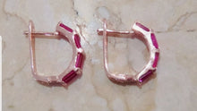 Load image into Gallery viewer, 10% OFF- Vintage Natural Lavender Red Emerald A*Jade Handcrafted A Pair of Lucky Huggie Stud Earrings Stamped 925 Sterling Silver