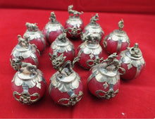 Load image into Gallery viewer, Chinese Genuine National Red Jade HandCarved Silver Lucky 12 Zodiac Statues