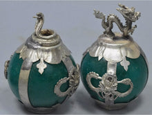 Load image into Gallery viewer, Chinese Genuine National Green Jade HandCarved Silver Lucky 12 Zodiac Statues