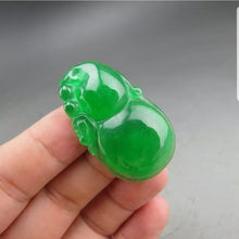 Load image into Gallery viewer, 10% OFF- Certified Natural Icy Green Jadeite Emerald A Jade HandCarved Gourd Pendant