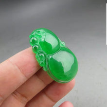 Load image into Gallery viewer, 10% OFF- Certified Natural Icy Green Jadeite Emerald A Jade HandCarved Gourd Pendant