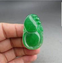 Load image into Gallery viewer, 10% OFF- Certified Natural Icy Green Jadeite Emerald A Jade HandCarved Gourd Pendant