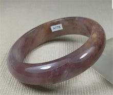 Load image into Gallery viewer, 10% OFF- 55/56/57mm Certified Natural Lavender Gold Silk Jadeite Emerald A*Jade HandCarved Bracelet Bangle A778