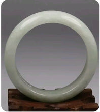 Load image into Gallery viewer, 10% OFF- 56/57/58mm Certified Natural Emerald White Light Green Jadeite Emerald Jade*A Handcarved Lucky Bracelet Bangle RF4565