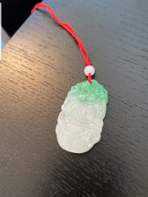Load image into Gallery viewer, 10% OFF- Certified Natural Icy White Green Jadeite Emerald A Jade Handcarved Lucky Tiger YuanBao Pendant