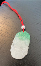 Load image into Gallery viewer, 10% OFF- Certified Natural Icy White Green Jadeite Emerald A Jade Handcarved Lucky Tiger YuanBao Pendant