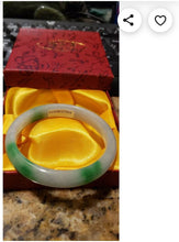 Load image into Gallery viewer, 10% OFF- 54/55/56mm Certified Natural Light Green Jadeite Emerald A*Jade HandCarved Lucky Bracelet Bangle N7694