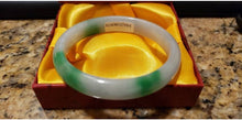Load image into Gallery viewer, 10% OFF- 54/55/56mm Certified Natural Light Green Jadeite Emerald A*Jade HandCarved Lucky Bracelet Bangle N7694