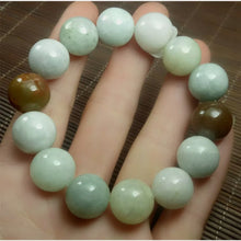 Load image into Gallery viewer, 10% OF- 50-63mm Certified Natural Multi-Color Jadeite Emerald Jade Carved 13mm Beads Stretchy-Bracelet《Grade A》A5064