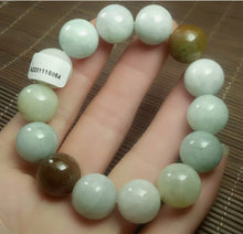 Load image into Gallery viewer, 10% OF- 50-63mm Certified Natural Multi-Color Jadeite Emerald Jade Carved 13mm Beads Stretchy-Bracelet《Grade A》A5064