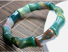Load image into Gallery viewer, 10% OF- 50-63mm Certified Natural Multi-Color Jadeite Emerald Jade Carved Lucky Bamboo Beads Stretchy-Bracelet《Grade A》A1095