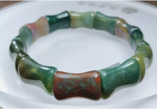 Load image into Gallery viewer, 10% OF- 50-63mm Certified Natural Multi-Color Jadeite Emerald Jade Carved Lucky Bamboo Beads Stretchy-Bracelet《Grade A》A1095