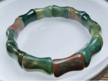 Load image into Gallery viewer, 10% OF- 50-63mm Certified Natural Multi-Color Jadeite Emerald Jade Carved Lucky Bamboo Beads Stretchy-Bracelet《Grade A》A1095