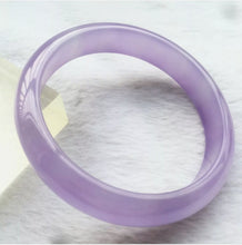 Load image into Gallery viewer, 10% OFF- 54/55/56mm Certified Natural Lavender Jadeite Emerald A*Jade HandCarved Lucky Bracelet Bangle Z634