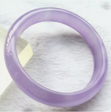 Load image into Gallery viewer, 10% OFF- 54/55/56mm Certified Natural Lavender Jadeite Emerald A*Jade HandCarved Lucky Bracelet Bangle Z634