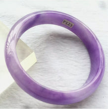 Load image into Gallery viewer, 10% OFF- 57/58/59mm Certified Natural Lavender Jadeite Emerald A*Jade HandCarved Lucky Bracelet Bangle F123
