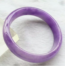 Load image into Gallery viewer, 10% OFF- 57/58/59mm Certified Natural Lavender Jadeite Emerald A*Jade HandCarved Lucky Bracelet Bangle F123
